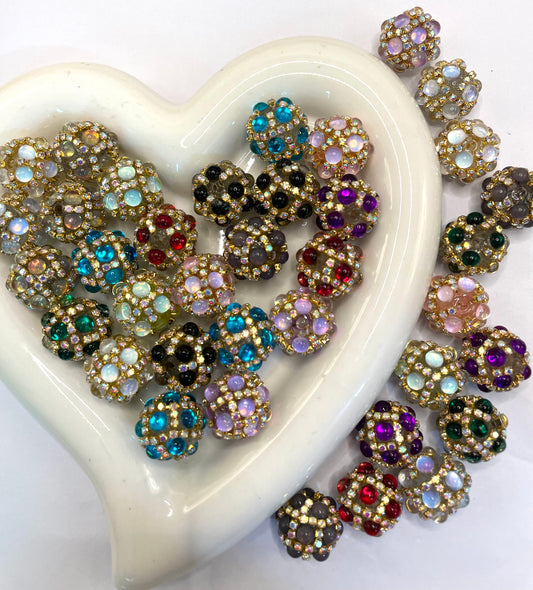 Fancy Bubble Jewelry Bead Multicolor gold color rhinestone Chain Acrylic Beadsfold color chain,Random Mix