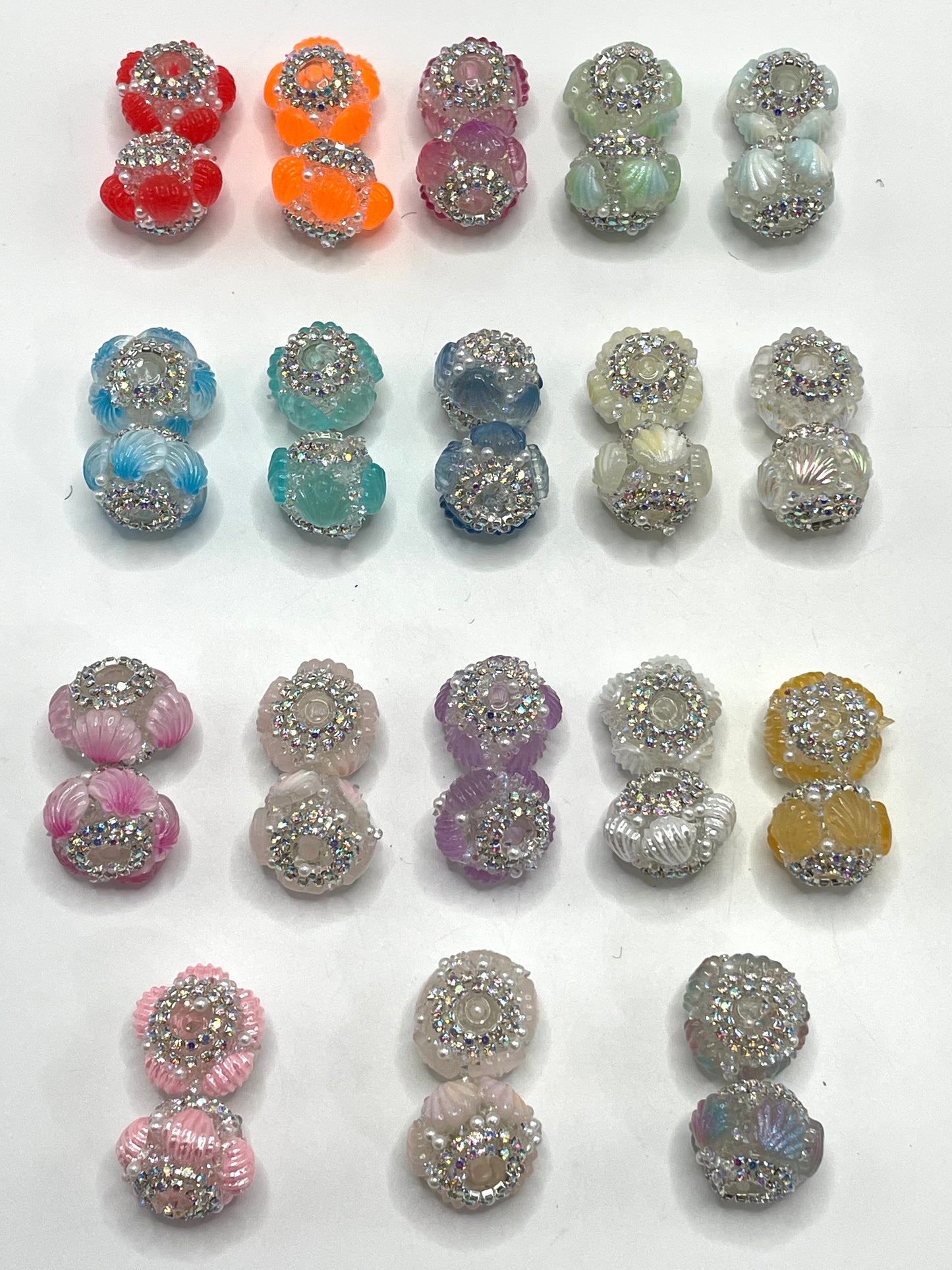 Fancy Beads Shell Acrylic beads Colored shells Rhinestone Chain Translucent beads Random Mix 18mm