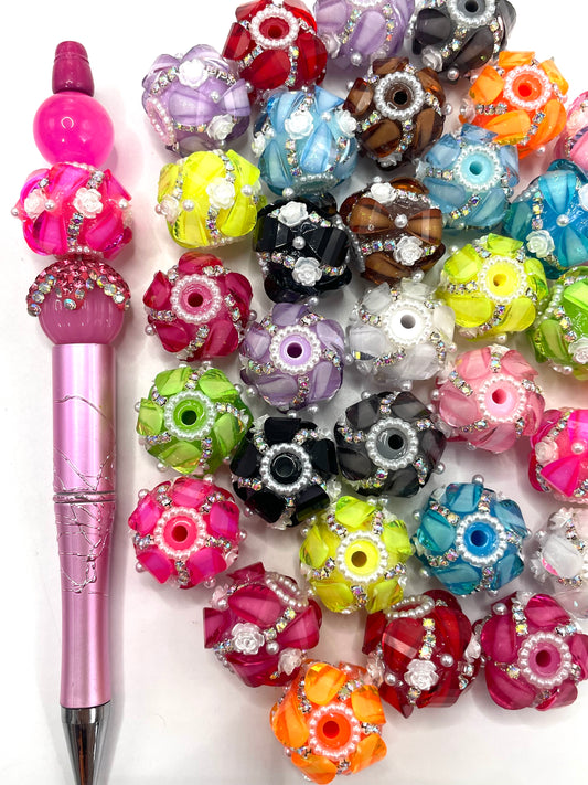 Pumpkin beads Fancy Beads Flower beads Chain and pearl gasket 20mm Random Mix