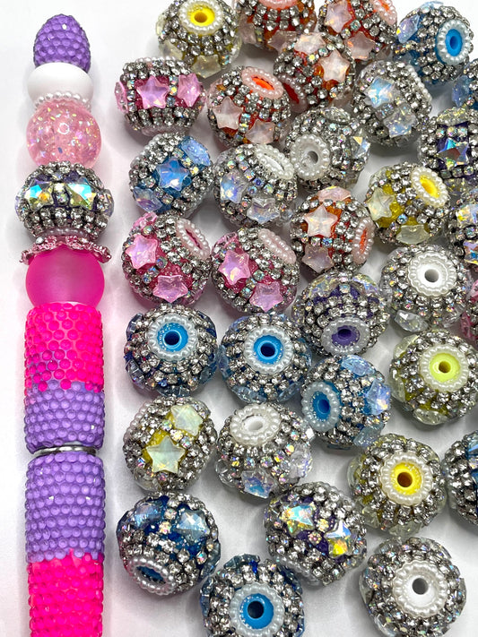 Fancy Beads  Five-pointed star Silver chain Pearl gasket Random Mix