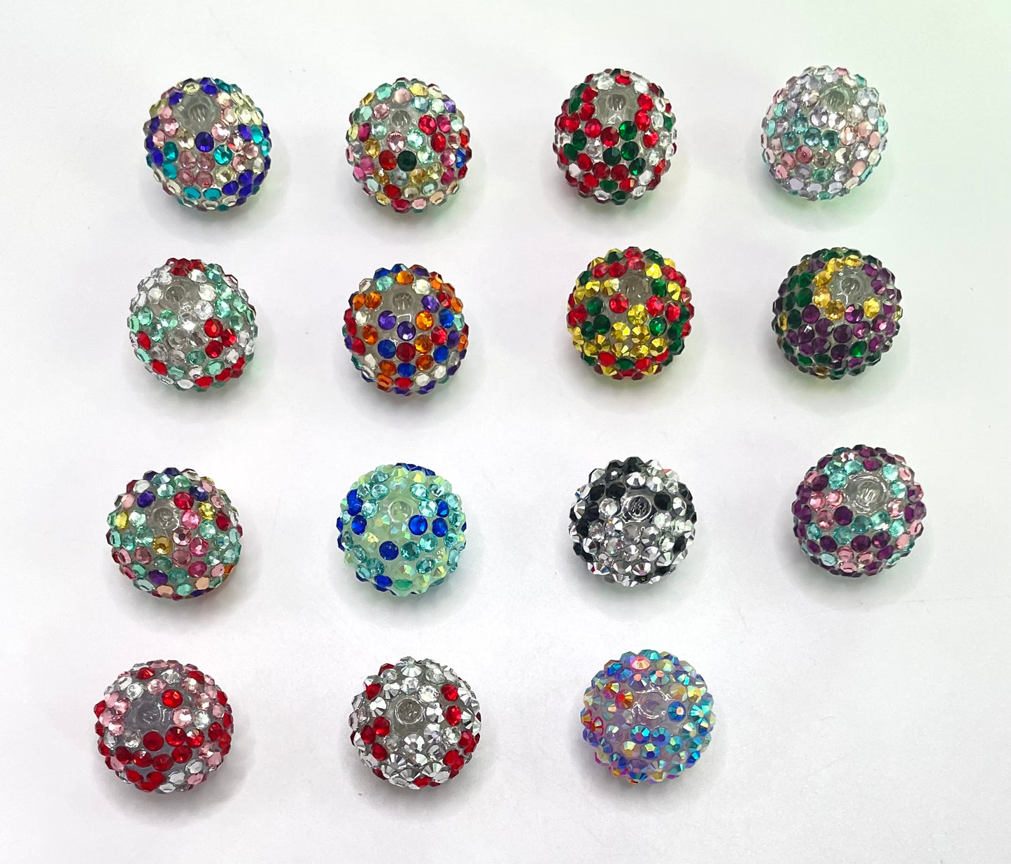 Rhinestone Disco ball beads ,mixed color sparkly clay beads for jewelry making diy bracelet 20mm