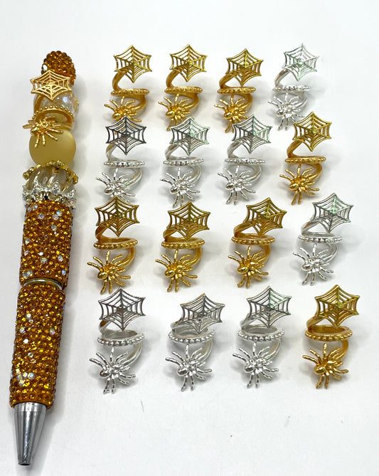 Spacers Metal alloy Spider webs and spiders Gold and silver Random Mix 16mm