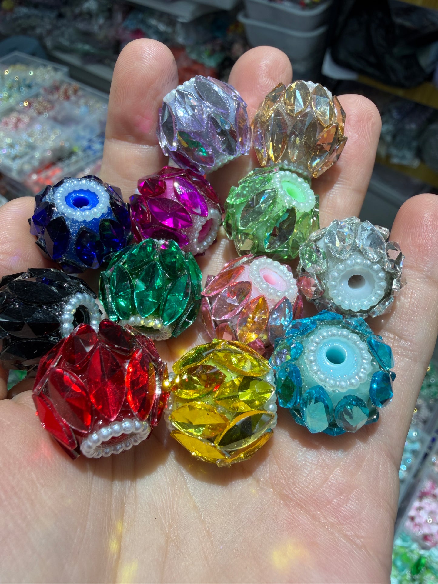 diy beaded beadable horse eye shape bling beads glass fancy beads,colored ,t