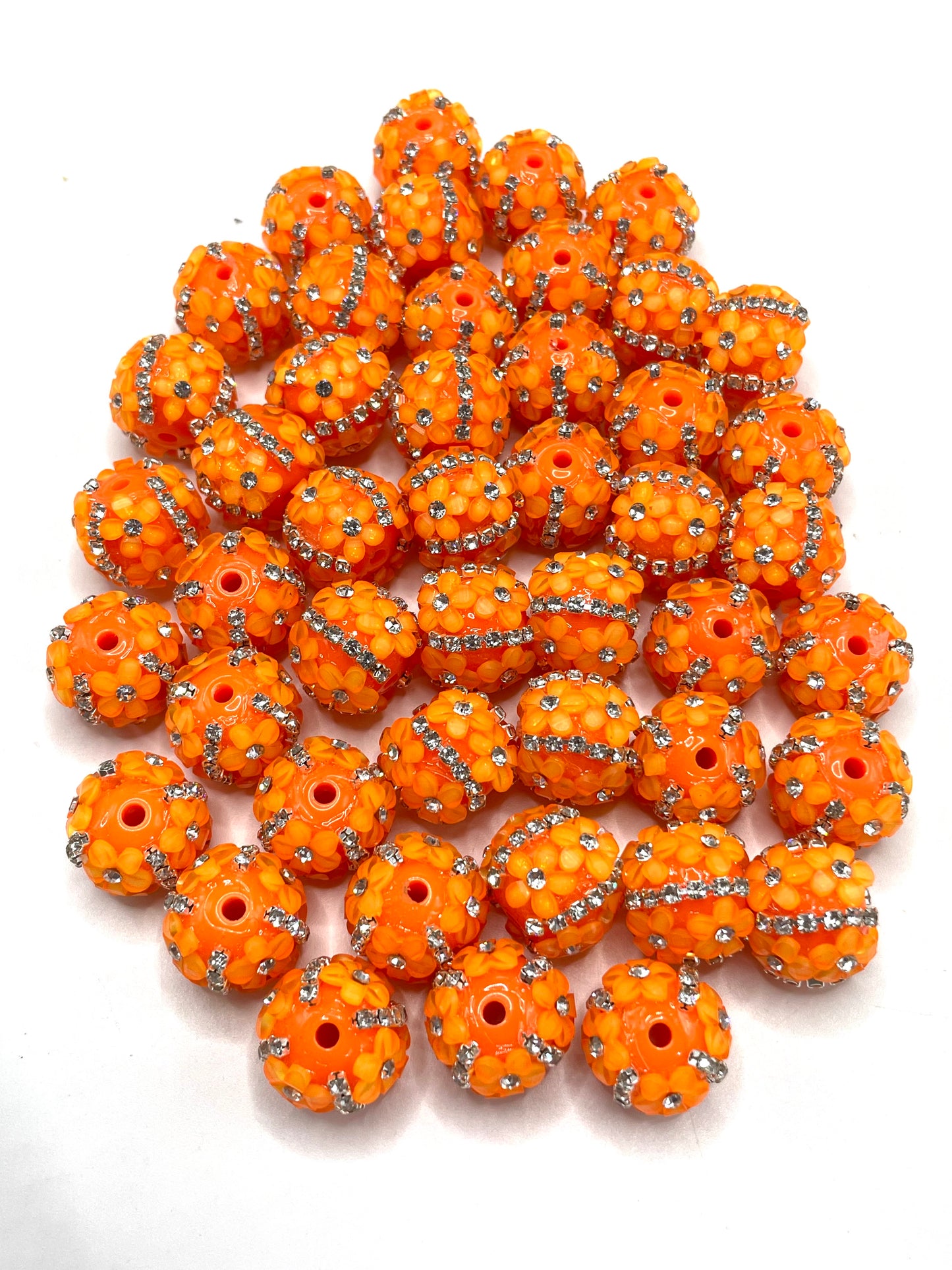 Neon Beaded beads Chain 3D flowers Bright colors Golden chain and silver chain Random Mix 16mm