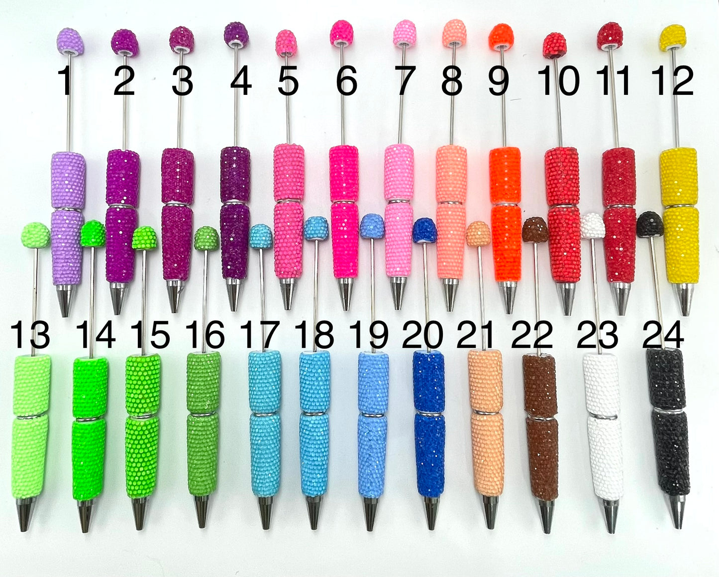 supplier two #1-#24beaded beadable jelly rhinestone neon colors Clay pen neon pen Neon color Rhinestone DIY Colorful Clay Writing Tools Random Mix（副本）