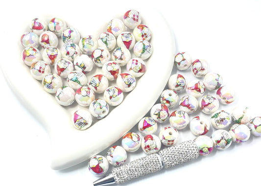 16mm Christmas Grinch & Santa Iridescent Acrylic beads