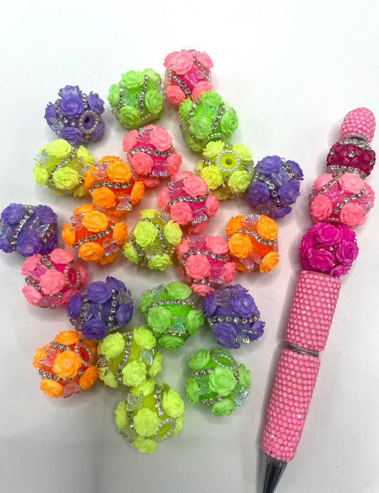 Neon beads flower beads with butterfly fancy beads
