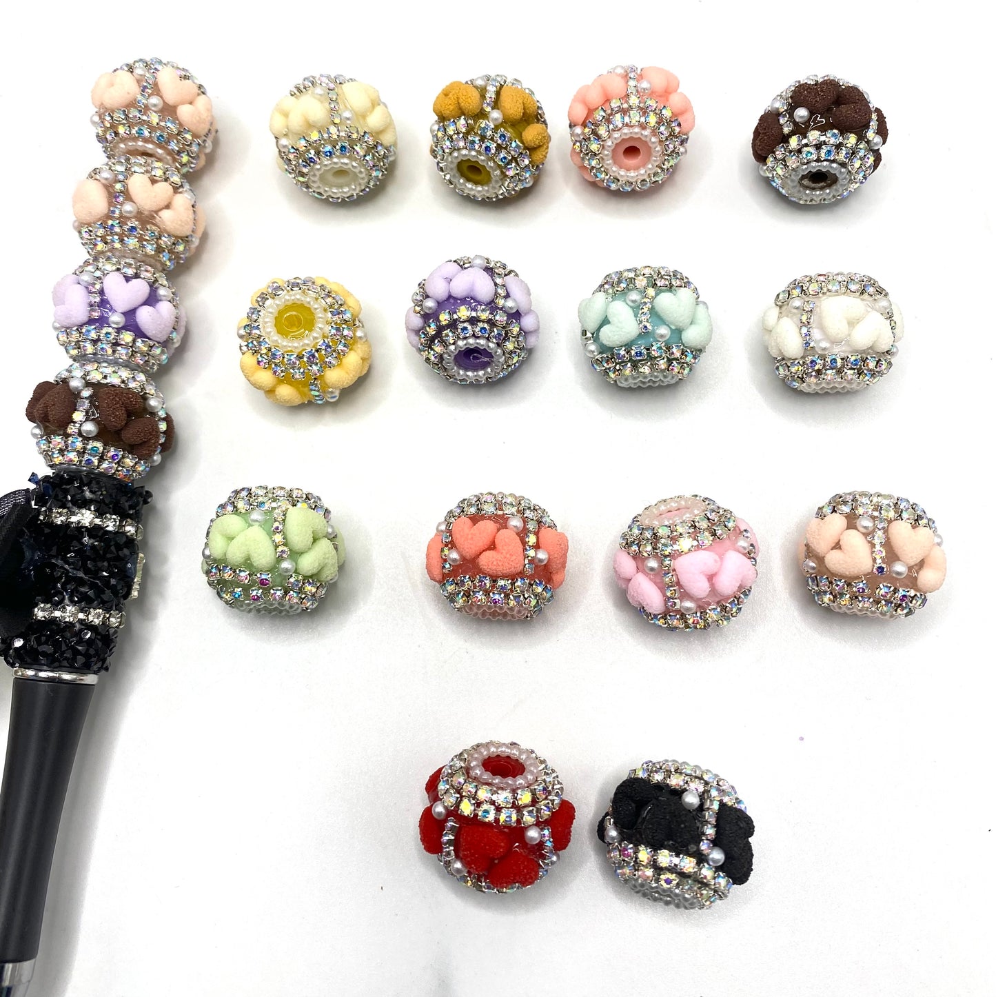 valentine bead heart bead with silver chain pearl fancy bead