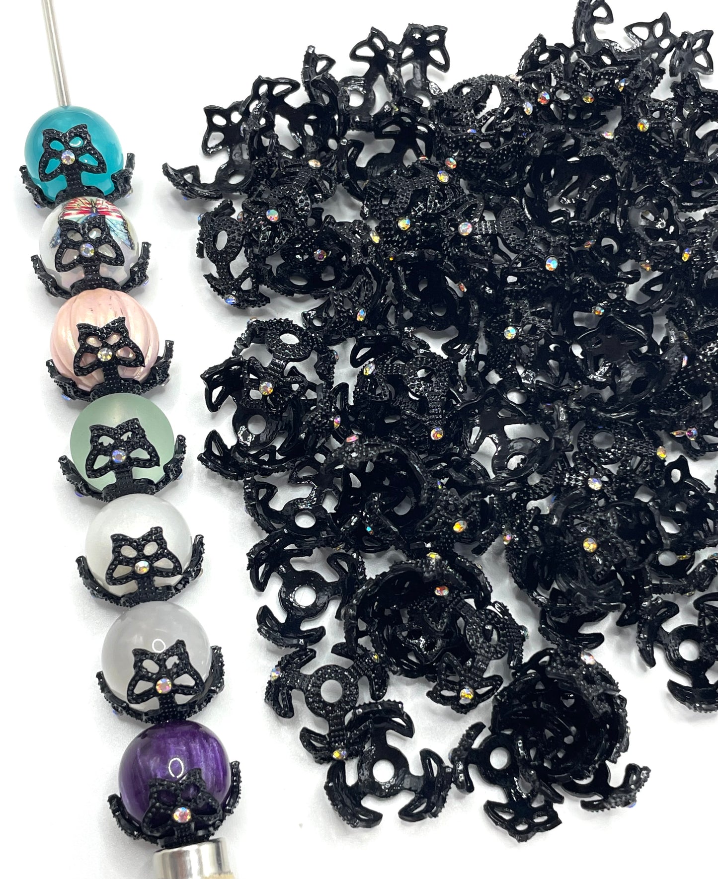 fancy spacer fancy butterfly shape bead cap metallic bead cap spacer gold silver