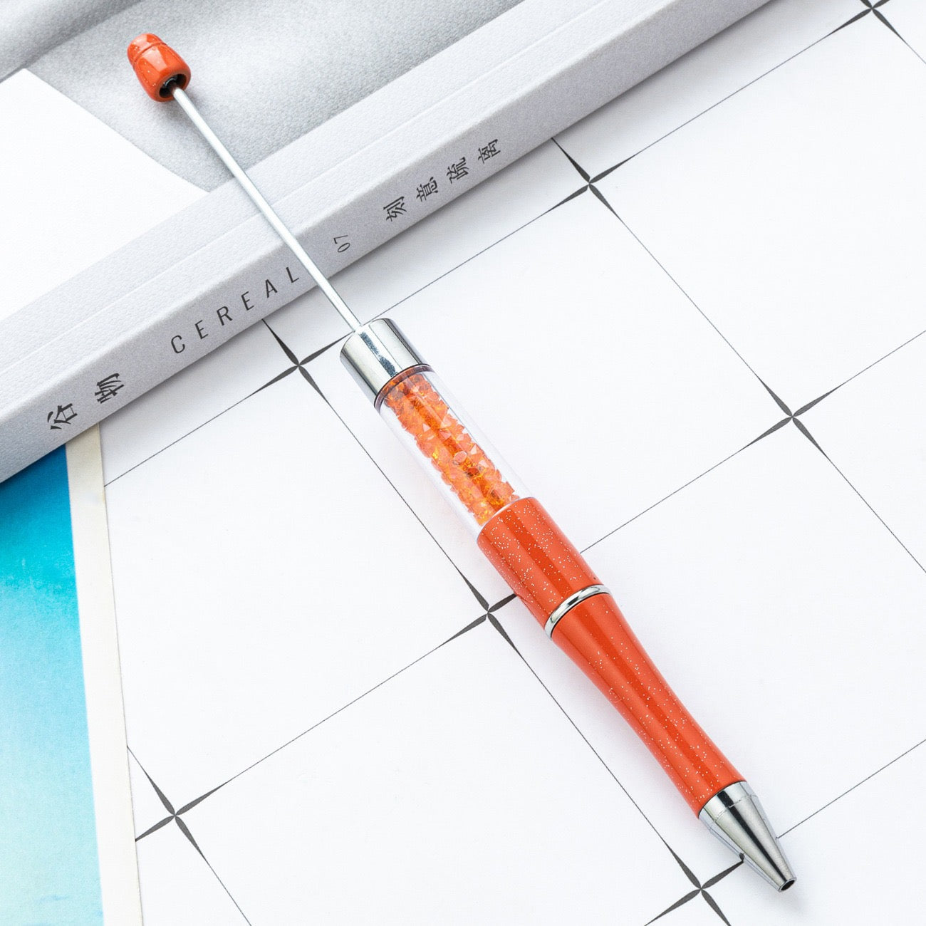 diy pen has the crystal inside the empty plastic tube beadable pen beaded pen ball point plastic pen