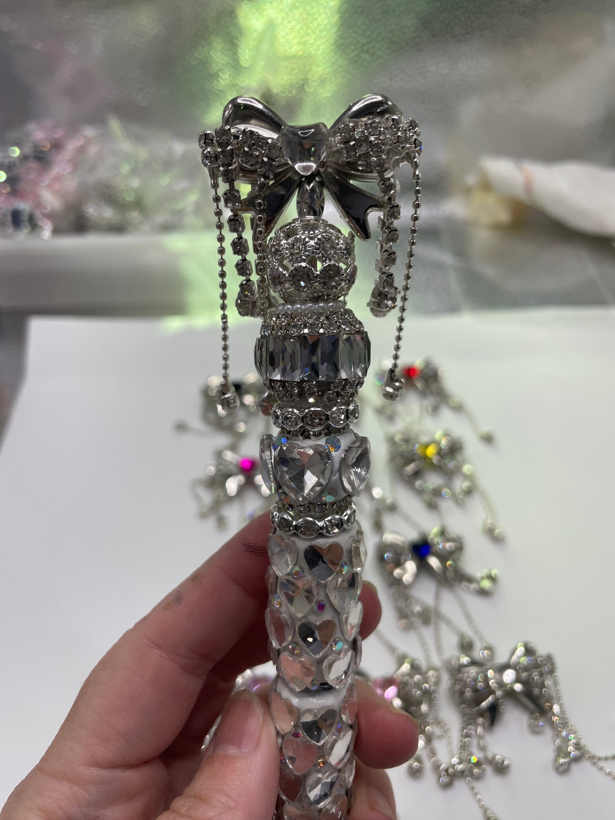 DIY beaded beadable fancy beads ornament with horse eyes stone and metal golden bead cap rhinestone chain ,random mix