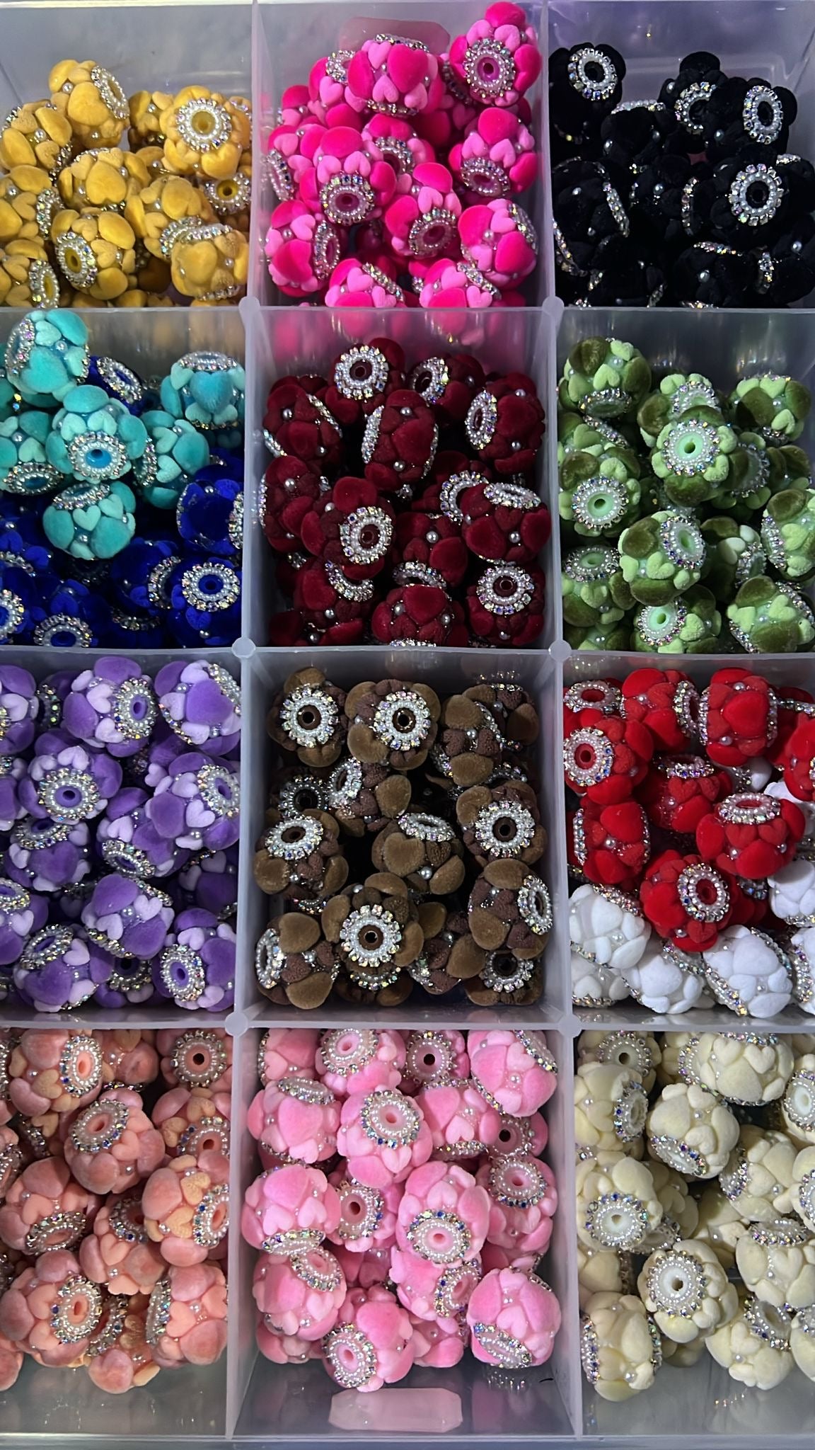 beaded beadable fancy heart bead Fuzzy all heart With flower bead rhinestone chain pearl