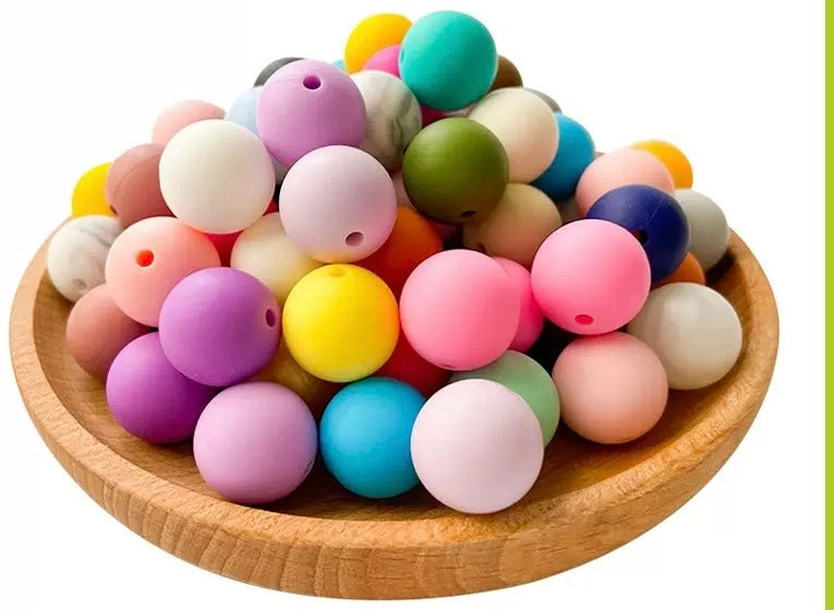 diy beaded beadable silicone beads 15mm,random mix