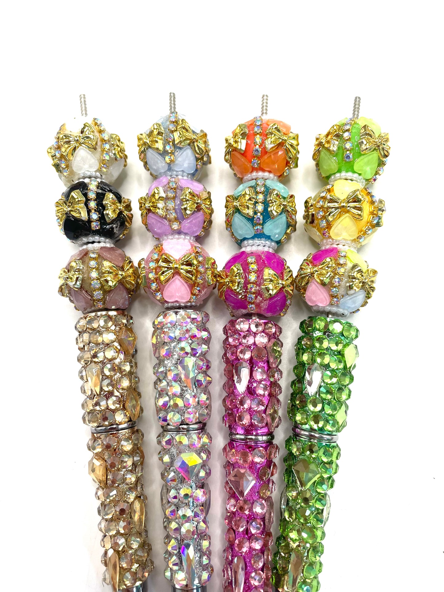 diy  beaded beadable fancy bow bead ornaments with  golden color bow and rhinestone chain