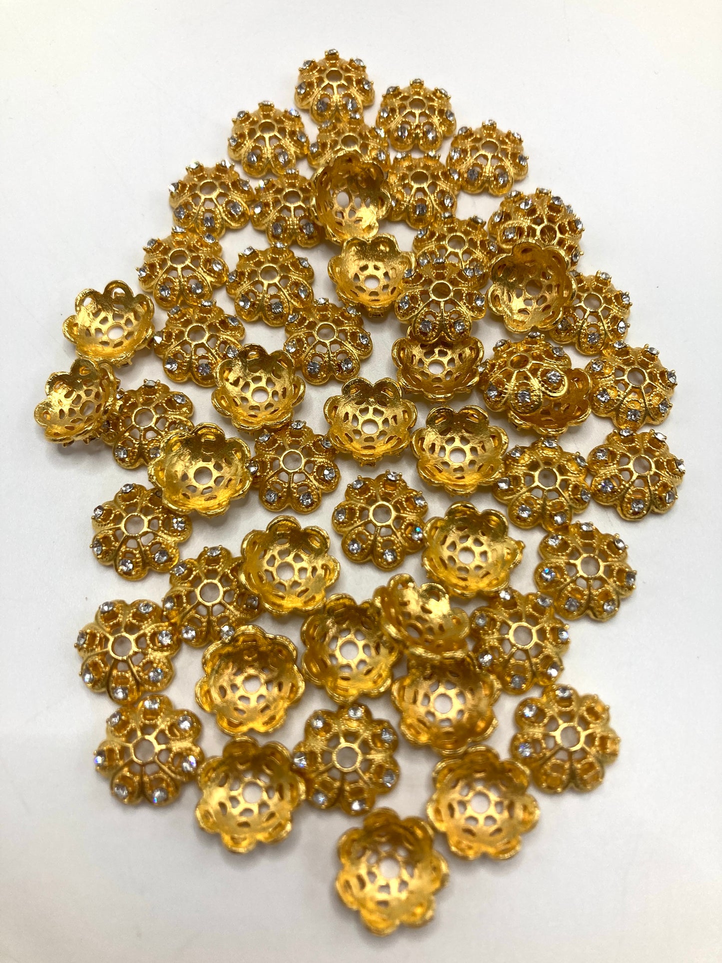 Metal spacer beads Lotus-shaped interlocking beads Spacer Inlay Rhinestone Random Mix