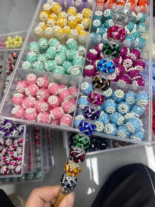 diy beaded beadable beady fancy heart ornarments with rhinestone chain ,random mix