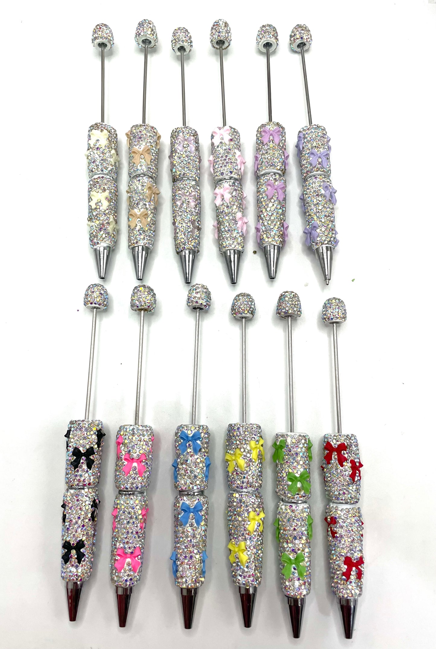 #1-#21 bow pen fancy clay rhinestone bow pen ornaments with acrylic bow colored random mix