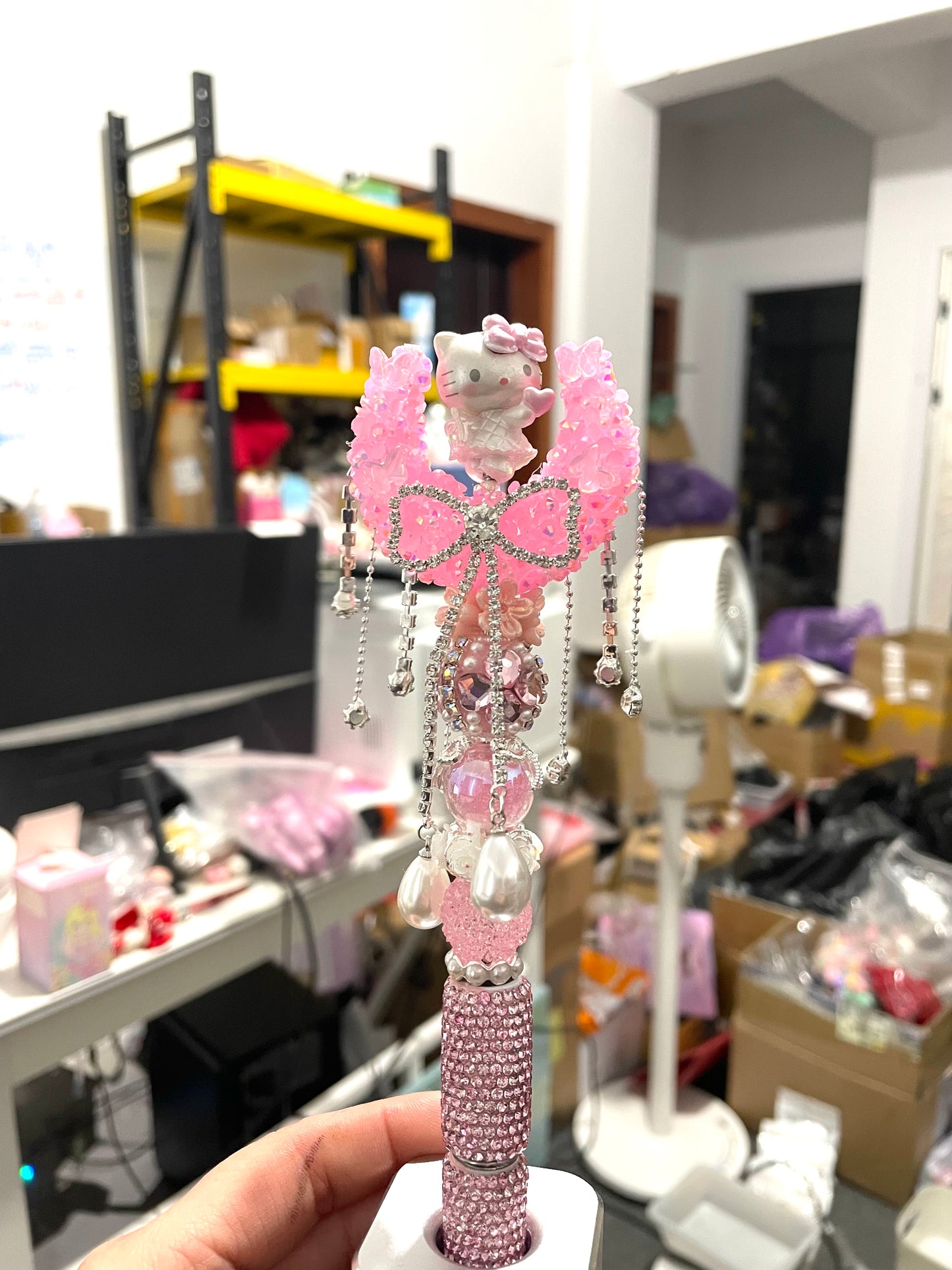 beaded beadable fancy moon beads with rhinestone chain bow dangling butterfly,colorful,random mix