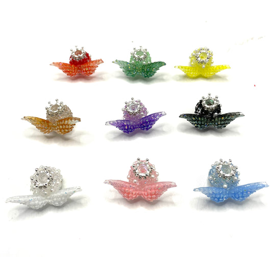 diy fancy beads ornament with crown wings pearl and rhinestone chain ,random mix