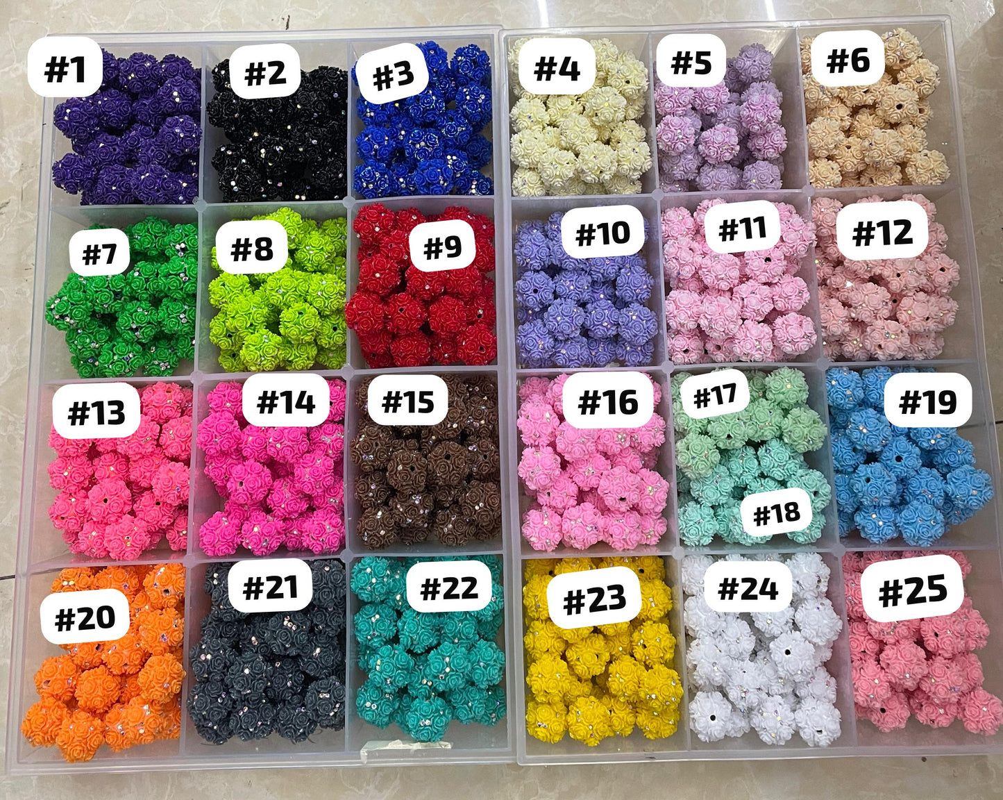 Flower bead Colorful flowers with rhinestones Clay flower beads 20mm Random Mix