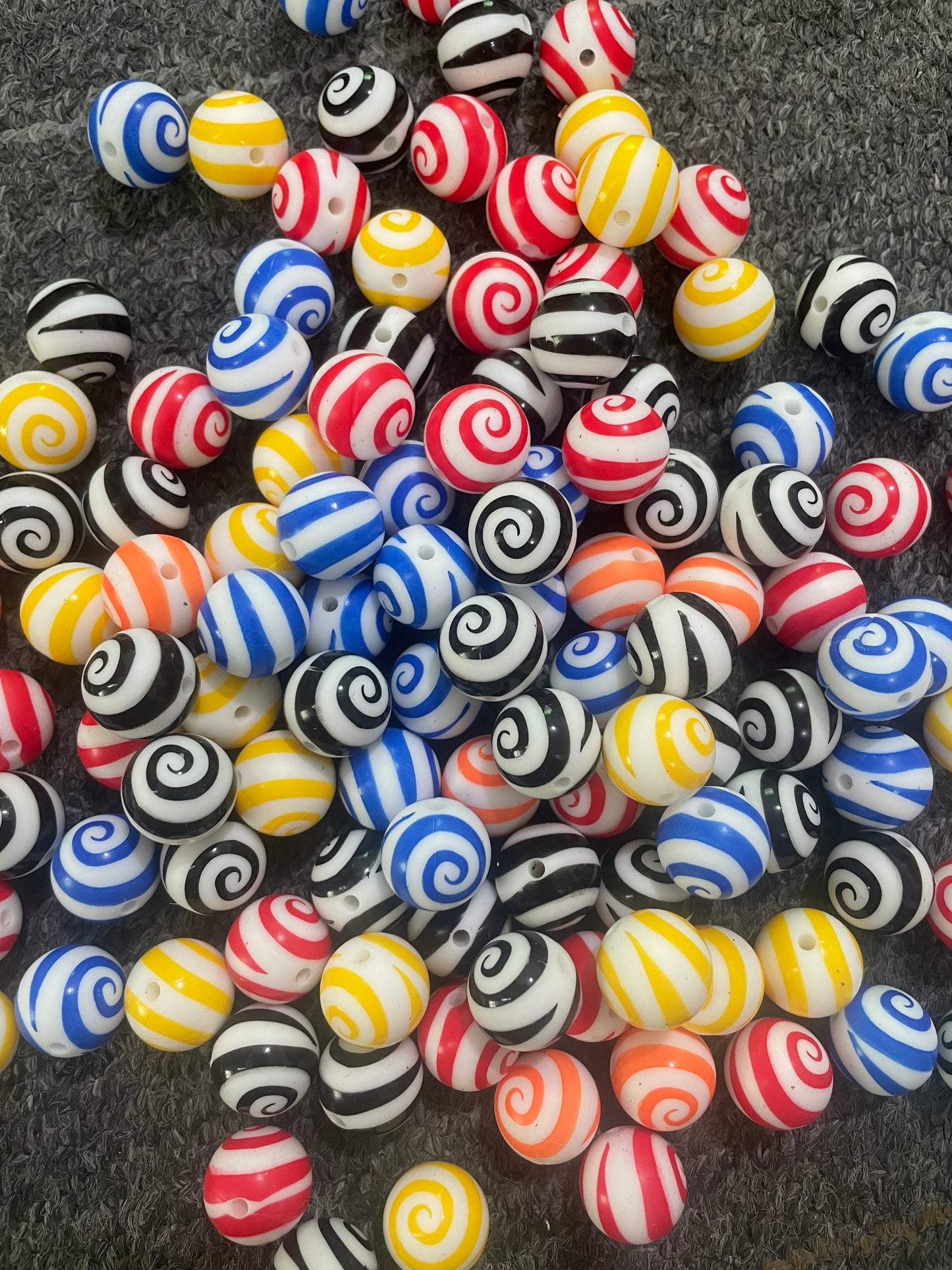 Swirl Bead Striated bead Spiral bead Coil bead silicone  bead swirl 15mm Random Mix