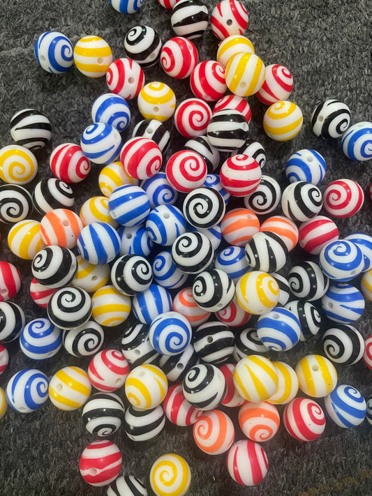Swirl Bead Striated bead Spiral bead Coil bead silicone  bead swirl 15mm Random Mix