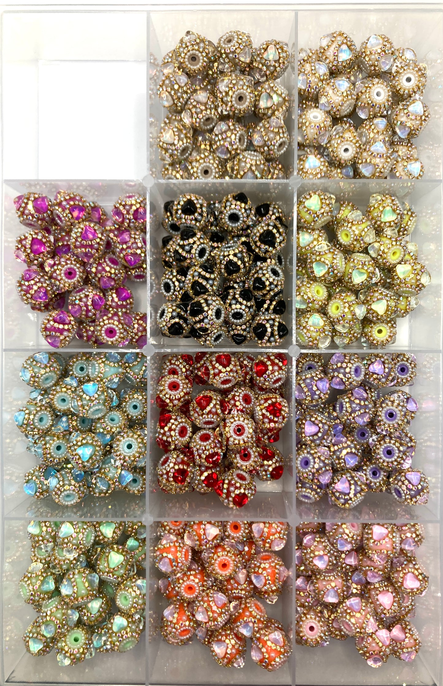 Fancy Beads Golden Chain Heart Bubble Pearl gasket Beads 21mm Random Mix