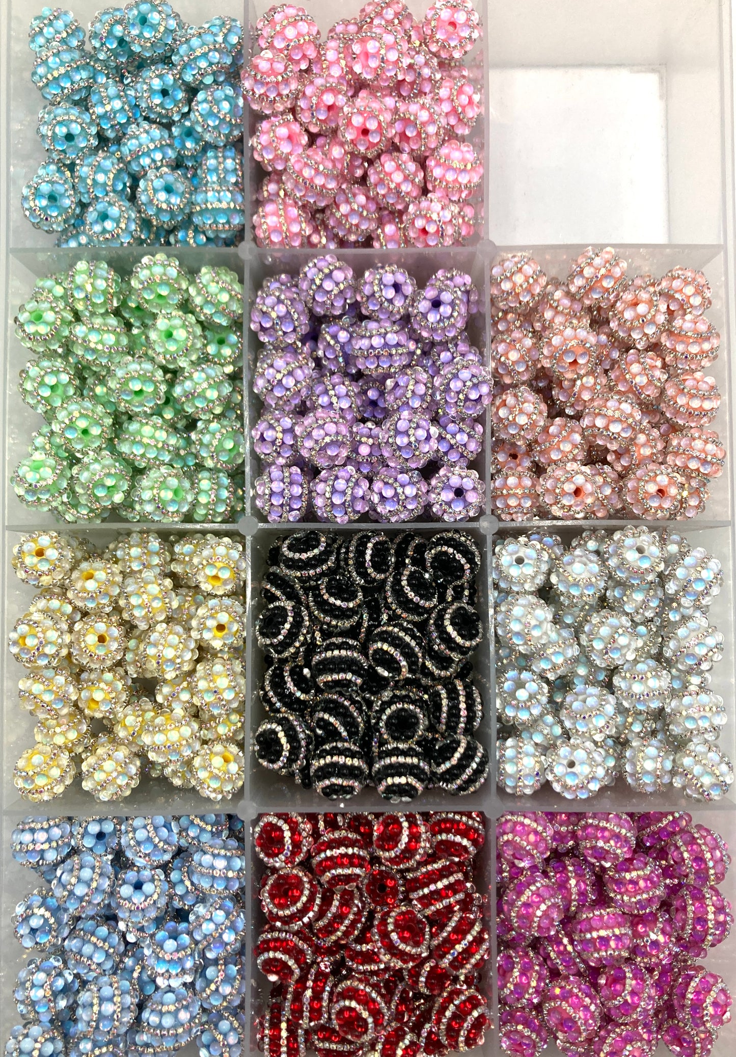 Bubble bead Chain multicolored Colorful bead rhinestone 19mm Random Mix