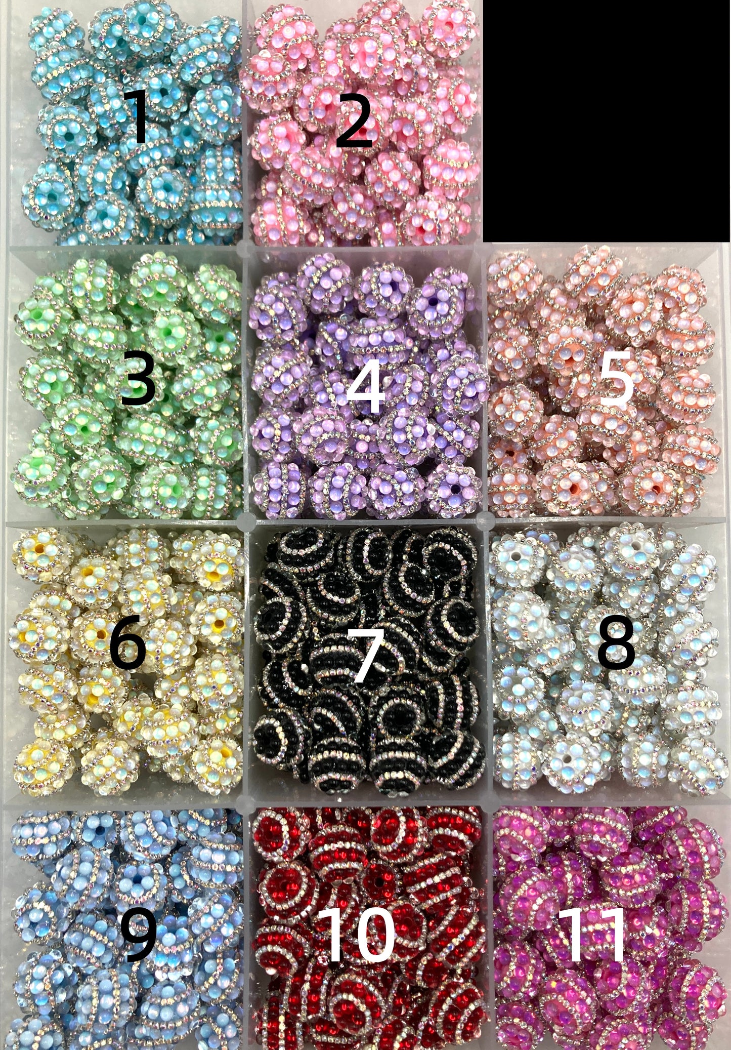 Bubble bead Chain multicolored Colorful bead rhinestone 19mm Random Mix