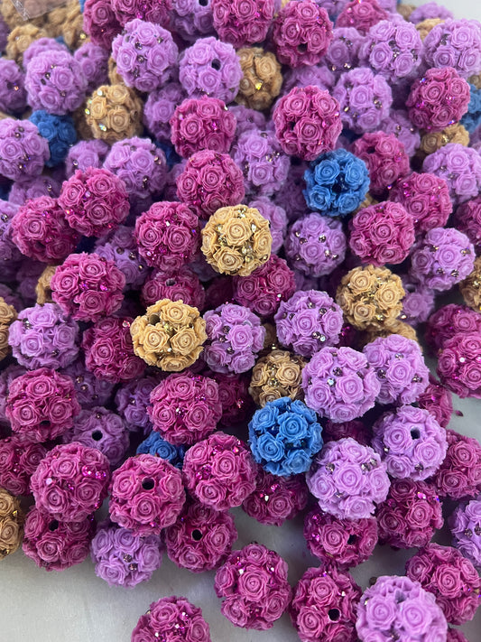 hard flower beads flower bead with rhinestones 18mm