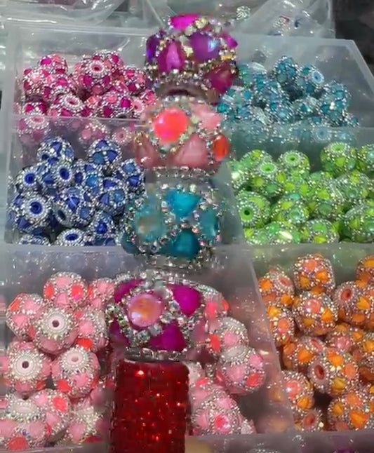 Bubble rhinestone with double layers heart fancy beads
