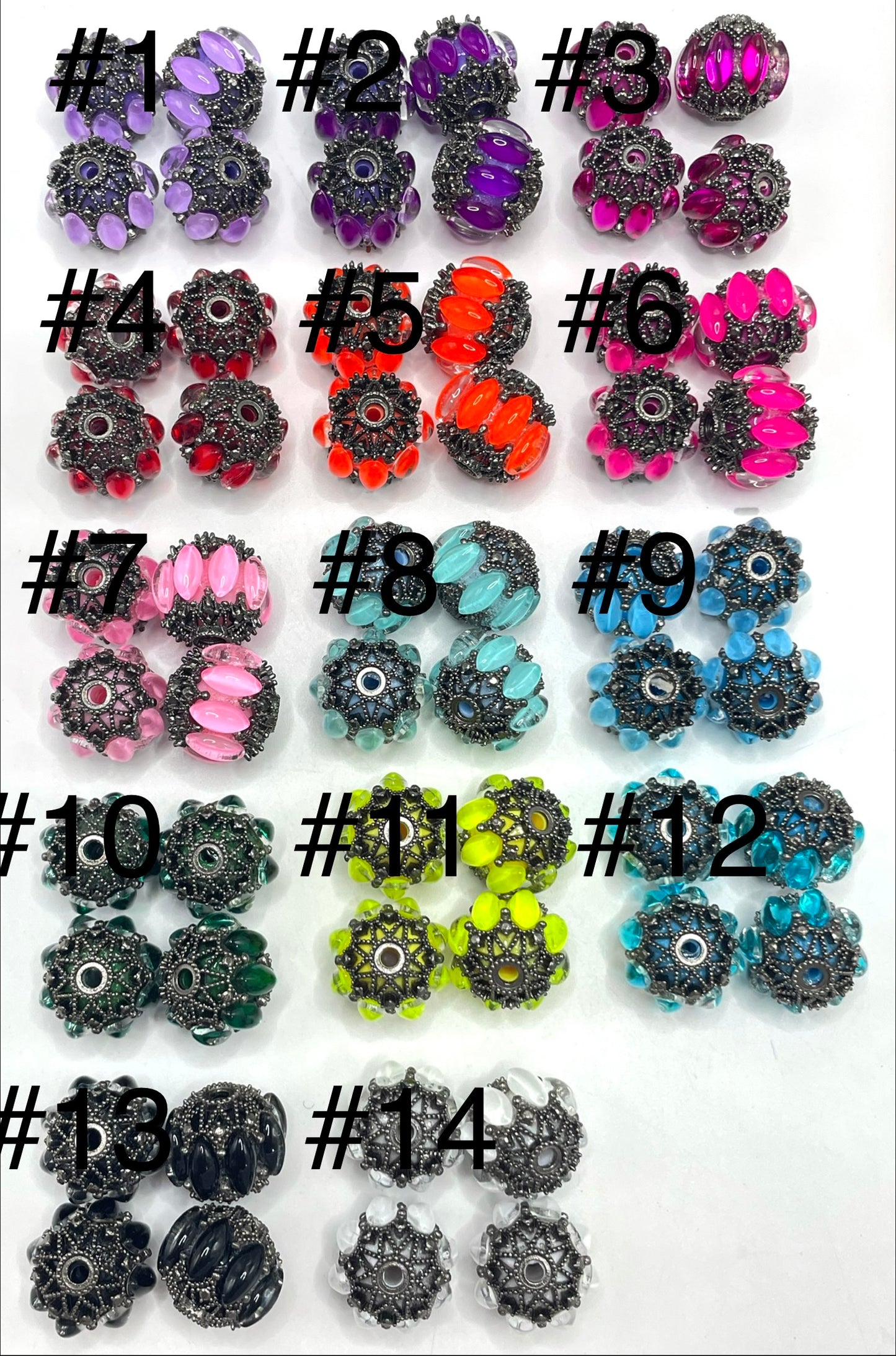 diy beaded beadable fancy bubble beads ornaments with gun metal black bead cap,random mix ,only beads not come with pens