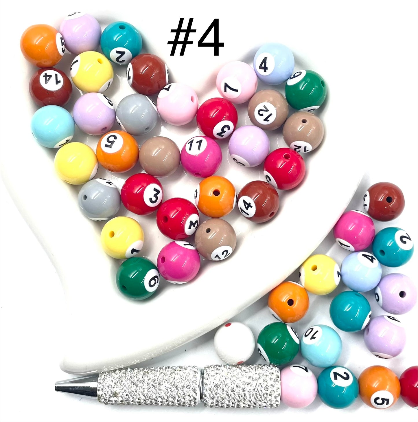 Acrylic billiard balls beads Full-color and half-color Chinese-style billiard balls 16mm