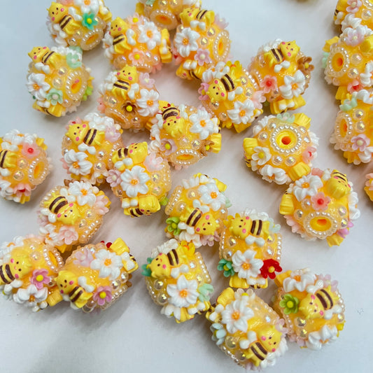 Bee beads bee with flower beads bee sugar beads