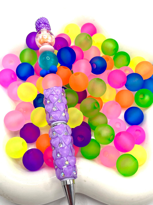 Neon Round beads Large pores Transparency acrylic beads Sandblasting Matte 21mm