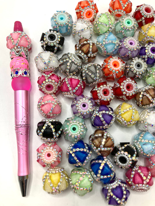 fancy bead heart-shaped Clear Multicolor Crystal with Double Layer Rhinestones Chain Acrylic Beads fancy lantern heart bead Random Mix18mm colored  Golden chain and silver chain