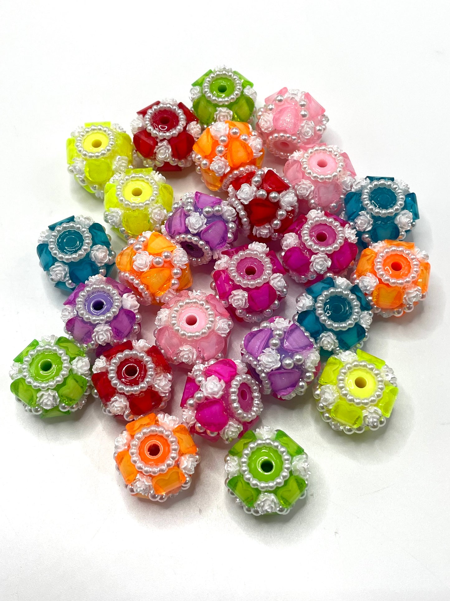 Heart Pumpkin beads Flower Pearl gasket Pearl gasket Neon color scheme Random Mix