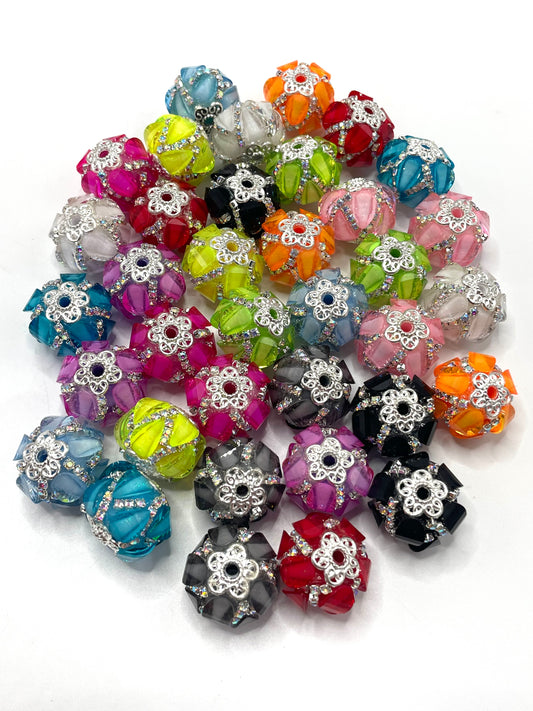 Pumpkin beads Acrylic heart-shaped piece Chain Metal gasket Fancy Beads Neon color scheme  18mm Random Mix