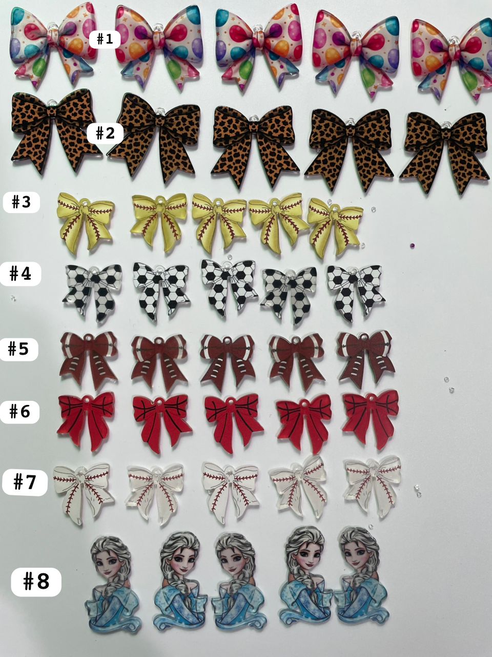 Acrylic bow charim princess charm lisa elsa alisha Acrylic sheets Doodle pattern acrylic sheet Pendant charm for diy pen diy bracelete diy charm diy phone chain bag chain