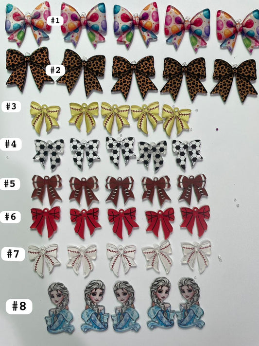 Acrylic bow charim princess charm lisa elsa alisha Acrylic sheets Doodle pattern acrylic sheet Pendant charm for diy pen diy bracelete diy charm diy phone chain bag chain