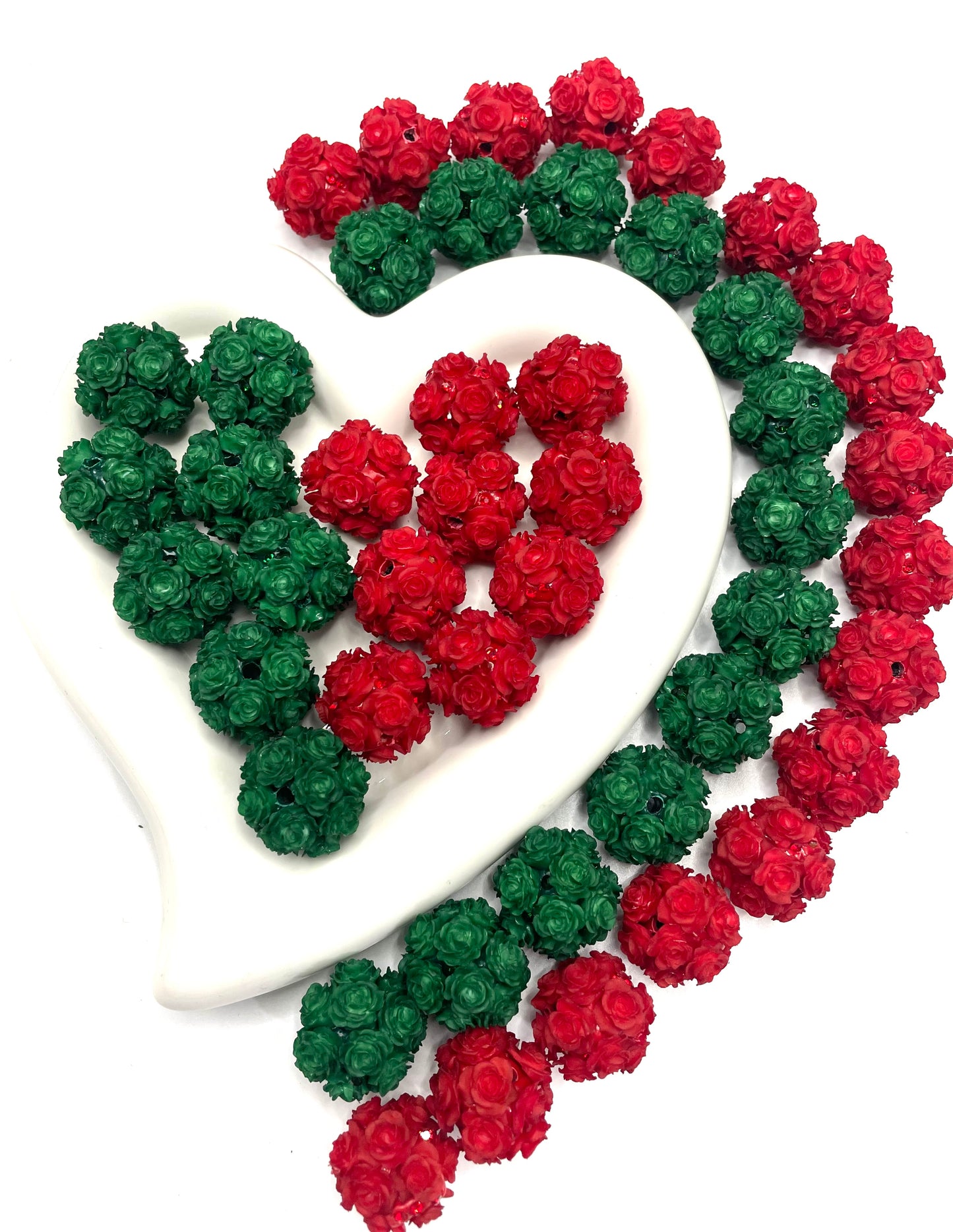 diy clay flower rose beads beaded beadable beads colored Christmas colored ,random mix