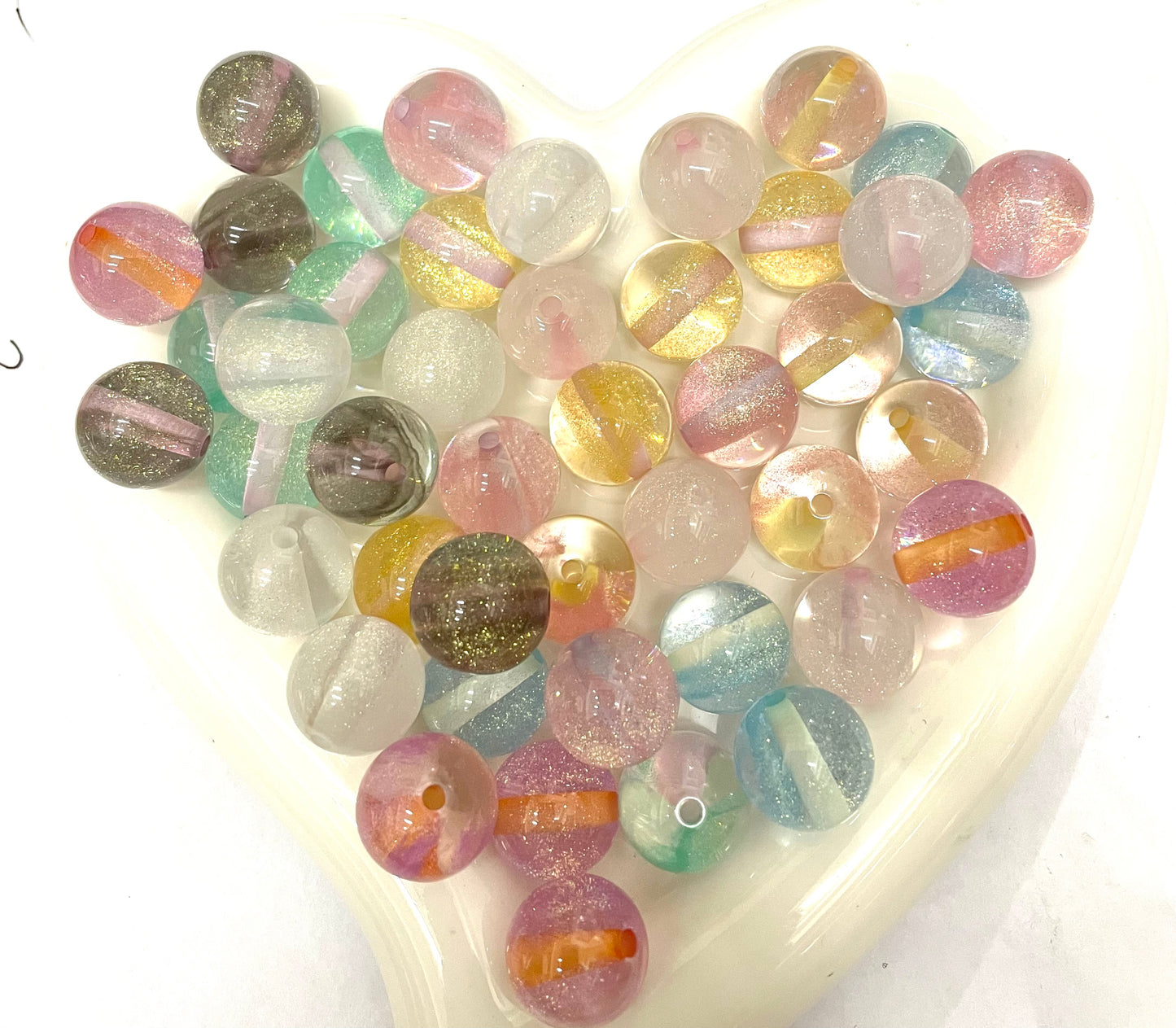 16mm acrylic bead glitter bead galaxy beads random mixed deep color,light version