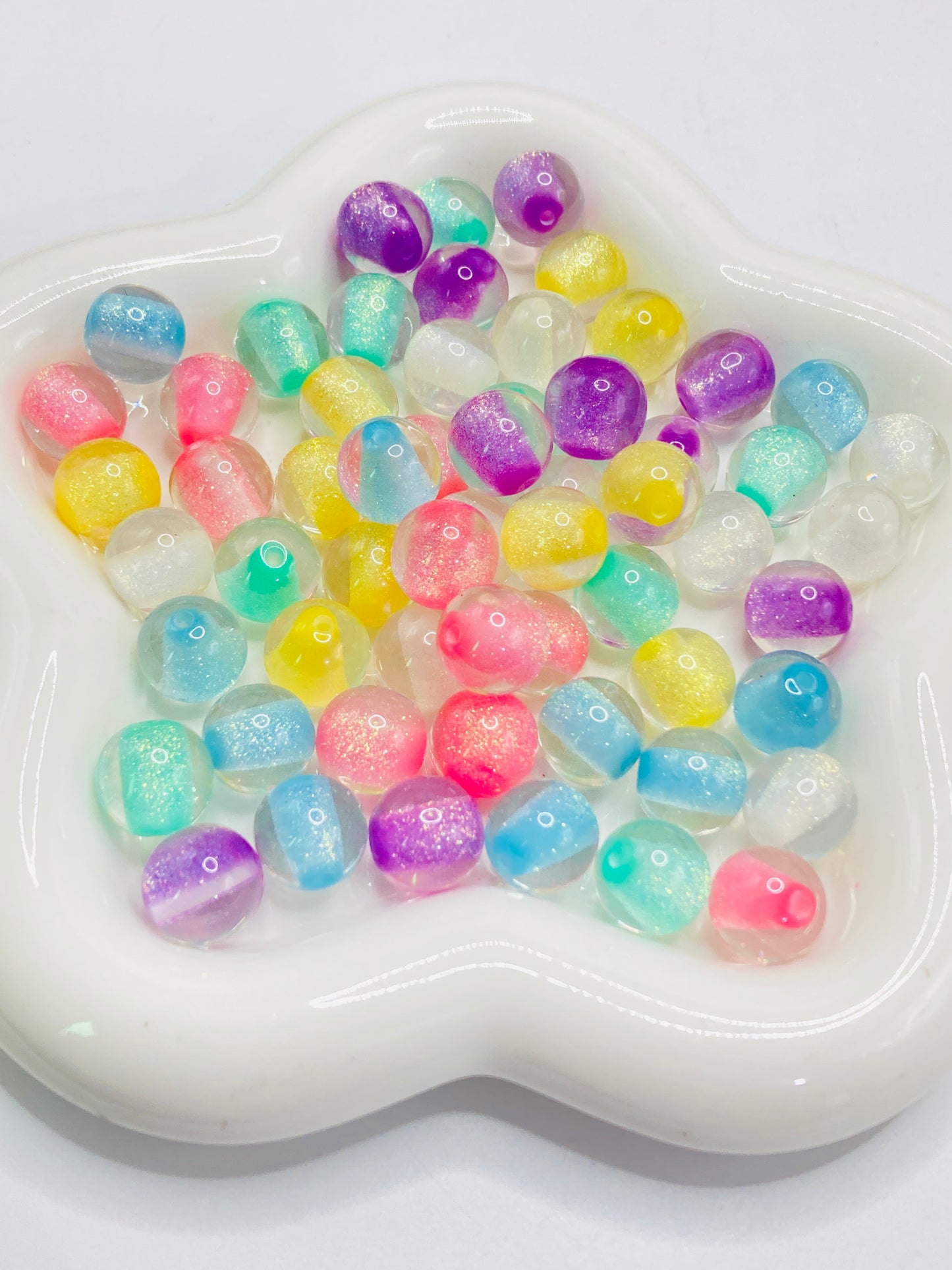 acrylic Translucent sandwich beads Dopamine coloration Macaron color scheme glitter Random Mix 16mm