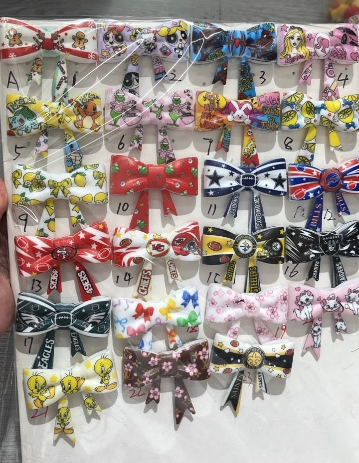 beaded beadable silicon bow beads big bow ,colored Pattern watermark bow Silicone bow 58mm Random Mix
