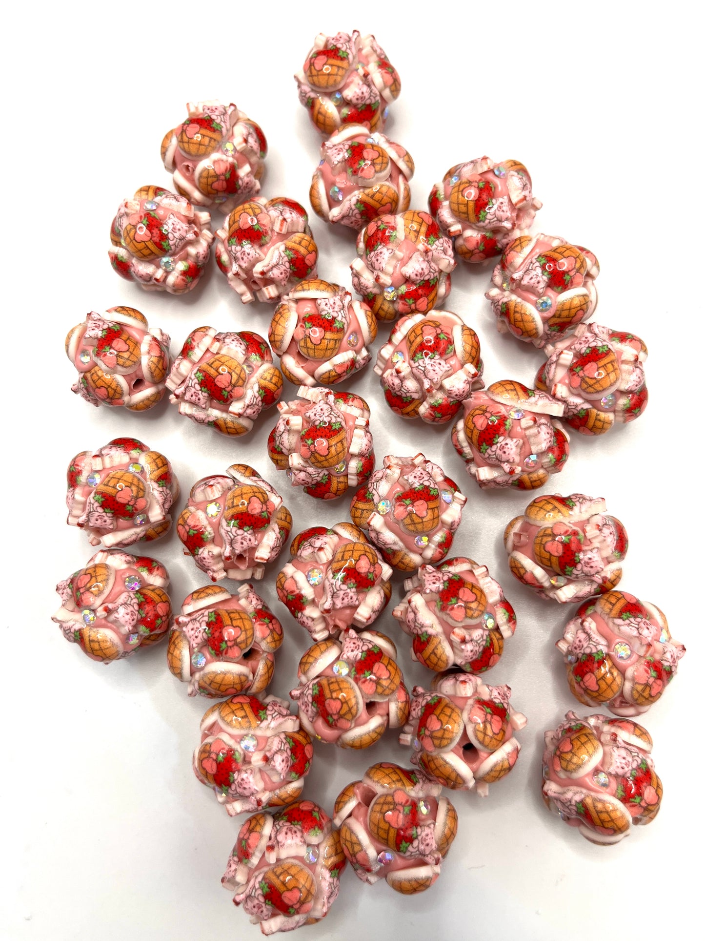 fancy character figure strawberry girl clay bead ,random mix