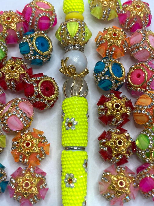 Fancy Beads  Gold Chain Rhinestone Pumpkin beads Gold washer spacers Beads 18mm