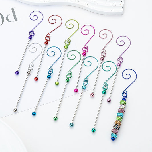 ornaments decoration hook with beaded beadable bar colored ,random mix