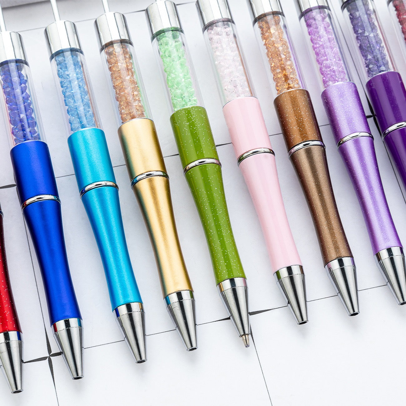 diy pen has the crystal inside the empty plastic tube beadable pen beaded pen ball point plastic pen