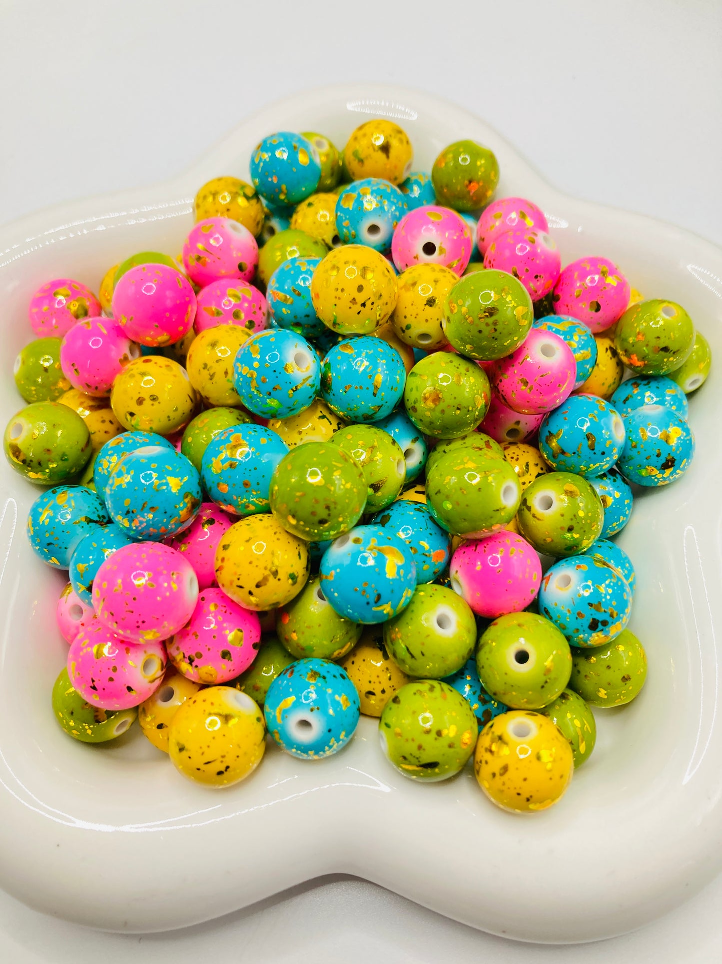Acrylic beads Gold points and silver points Painted beads Colored gold and silver spotted beads 16mm—18mm Random Mix