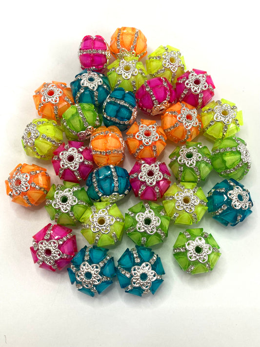 Fancy Beads Pumpkin lantern heart beads Acrylic heart piece Chain Metal gasket Random Mix 18mm